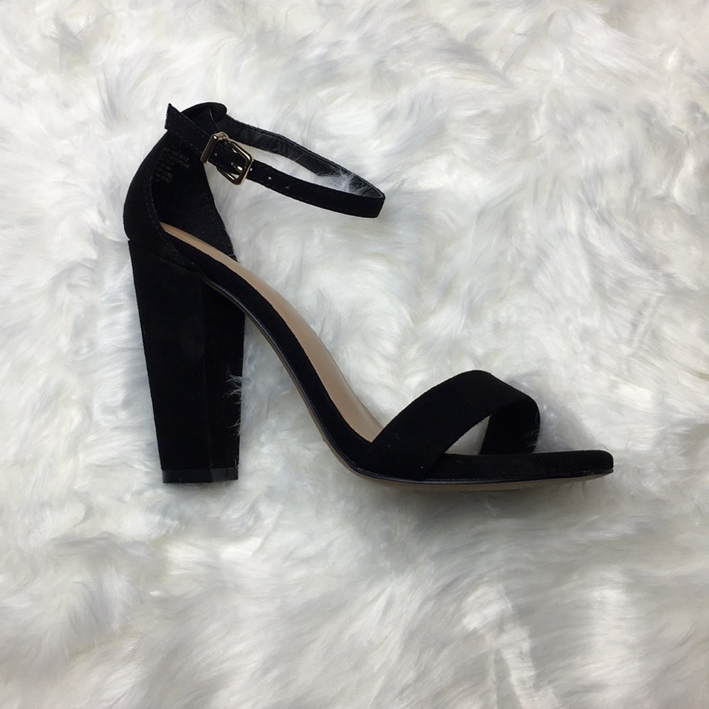 Express Thick Faux Suede Heeled Sandals
